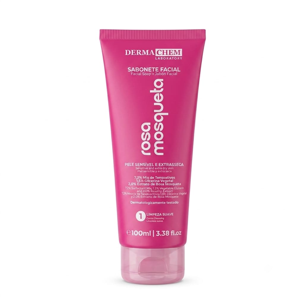 DERMACHEM - SABONETE FACIAL ROSA MOSQUETA